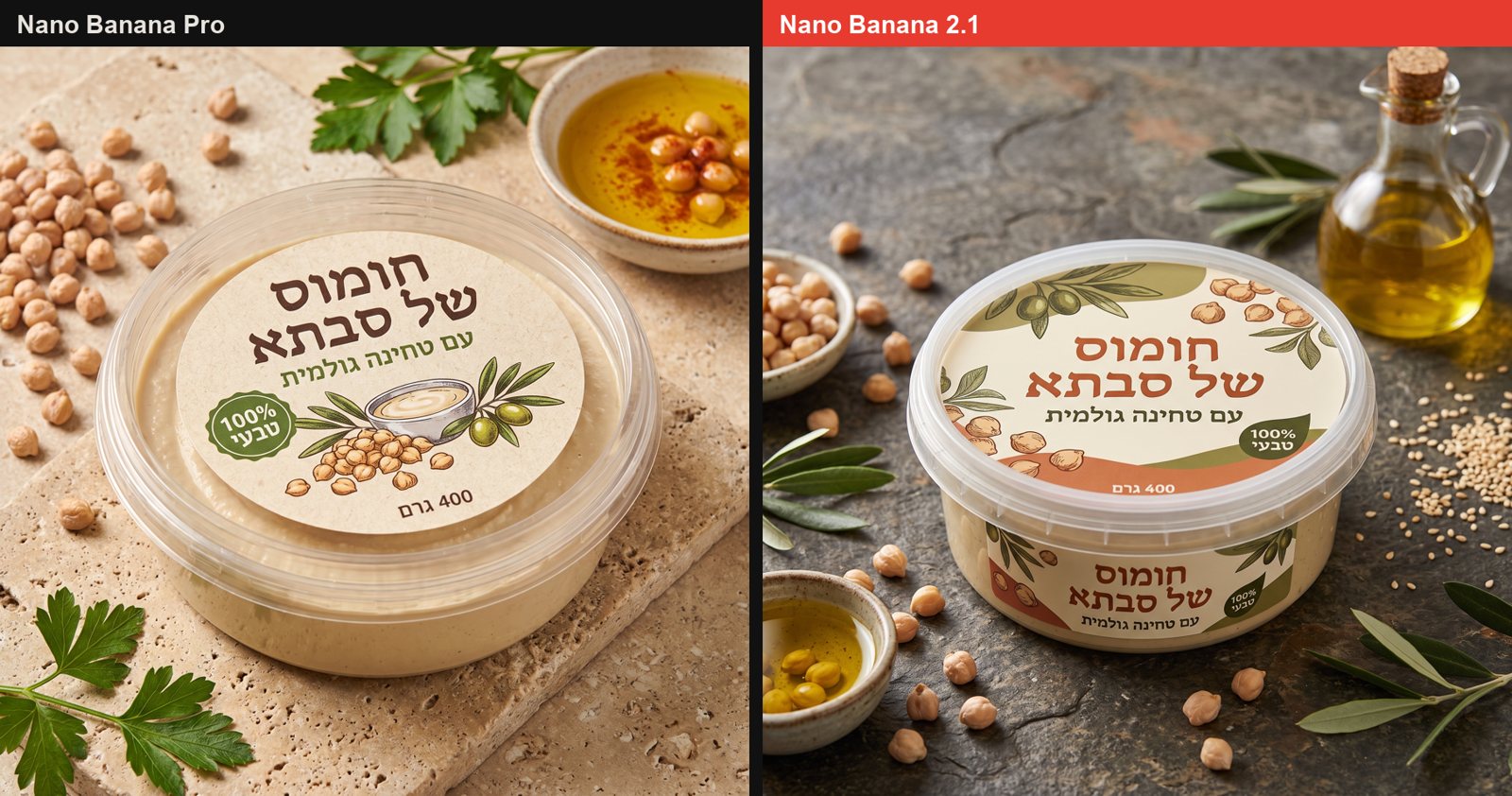 אריזת חומוס עם תווית בעברית