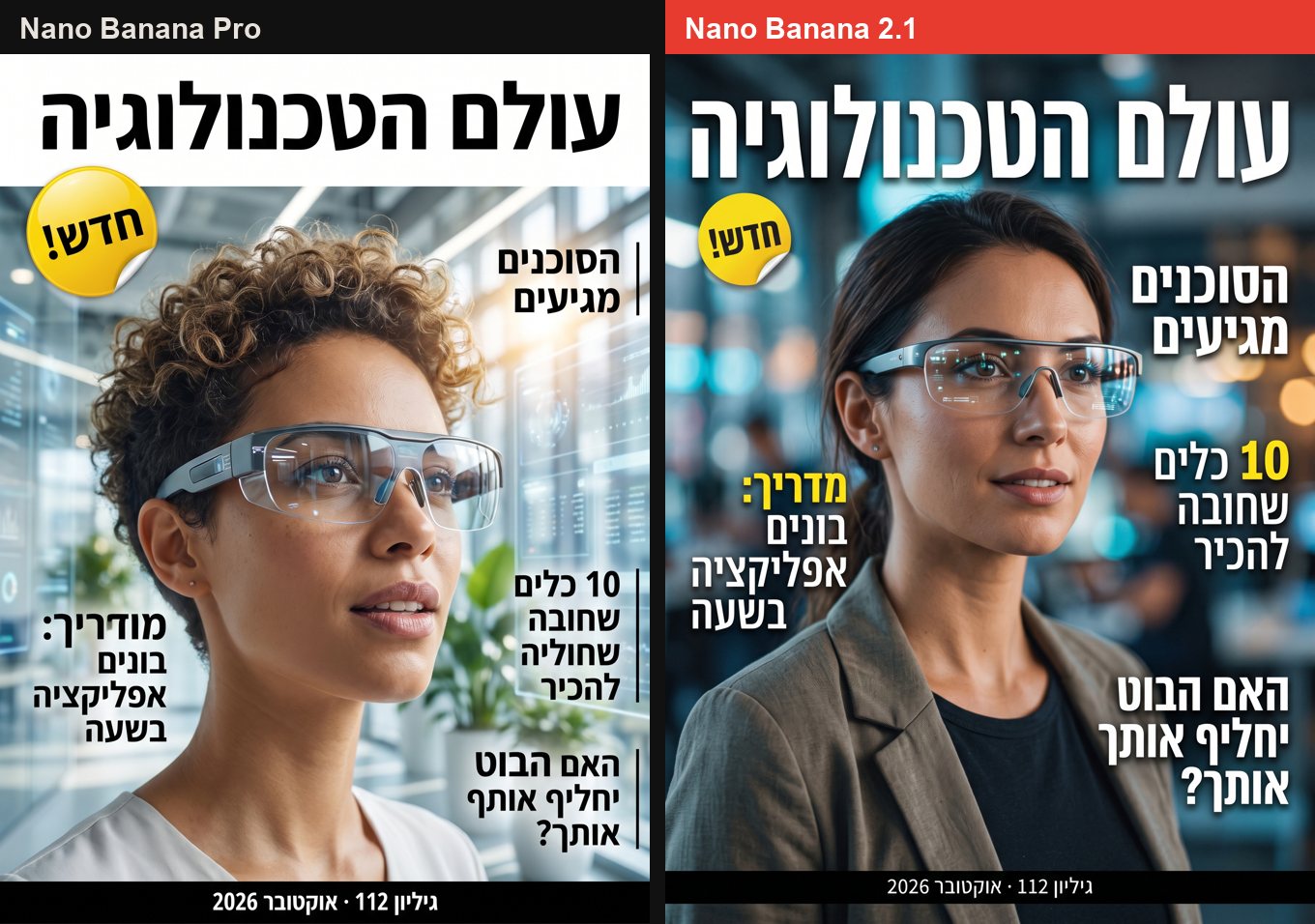 שער מגזין עם חמישה מיקומי טקסט
